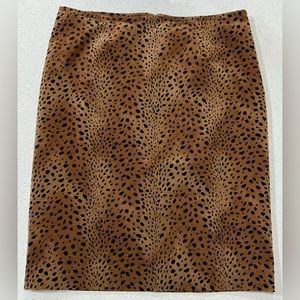 Rebecca Moses Leopard Print Faux Suede Above The Knee Pencil Skirt Size 14